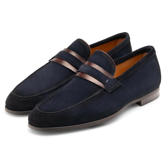 Magnanni Sz 9 Leather Daniel Loafer Men Navy Suede Slip On Flat Shoes main image 7